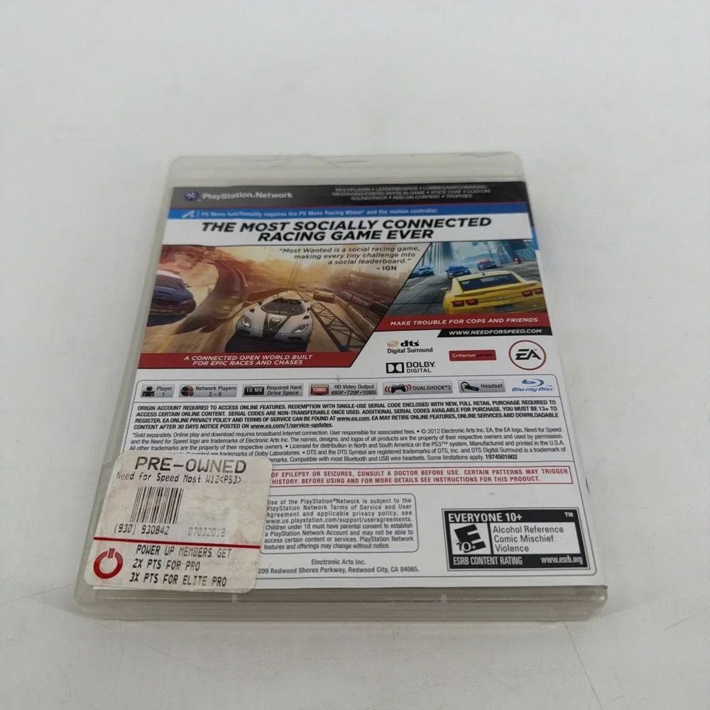 Need for Speed: Most Wanted (Sony PlayStation 3, 2012) Complete w/Manual Insert